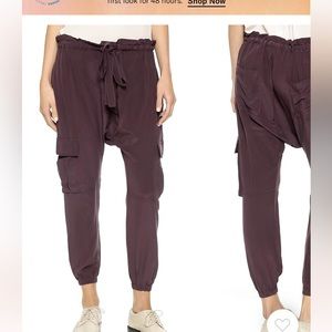 ULLA JOHNSON | Dropped Crotch Cargo Pocket Harem Pants silk purple sZ 8